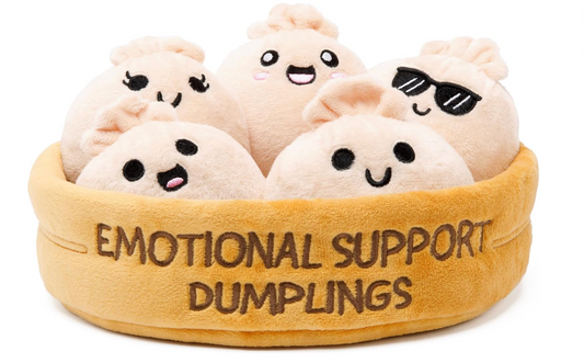 Emotional Support Dumplings by Relatable, Cuddly Stuffed Animals and Toys, Squishy Toys and Plushies, Great Gift Ideas for Loved Ones of All Ages, Includes 5 Plushies with Carrying Basket
