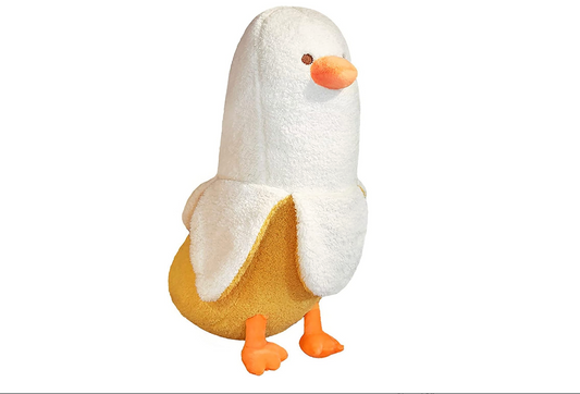 Banana Duck Plush Toy Cute Plushie Hugging Plush Pillow Duck Stuffed Animal for Girls and Boys White 12"