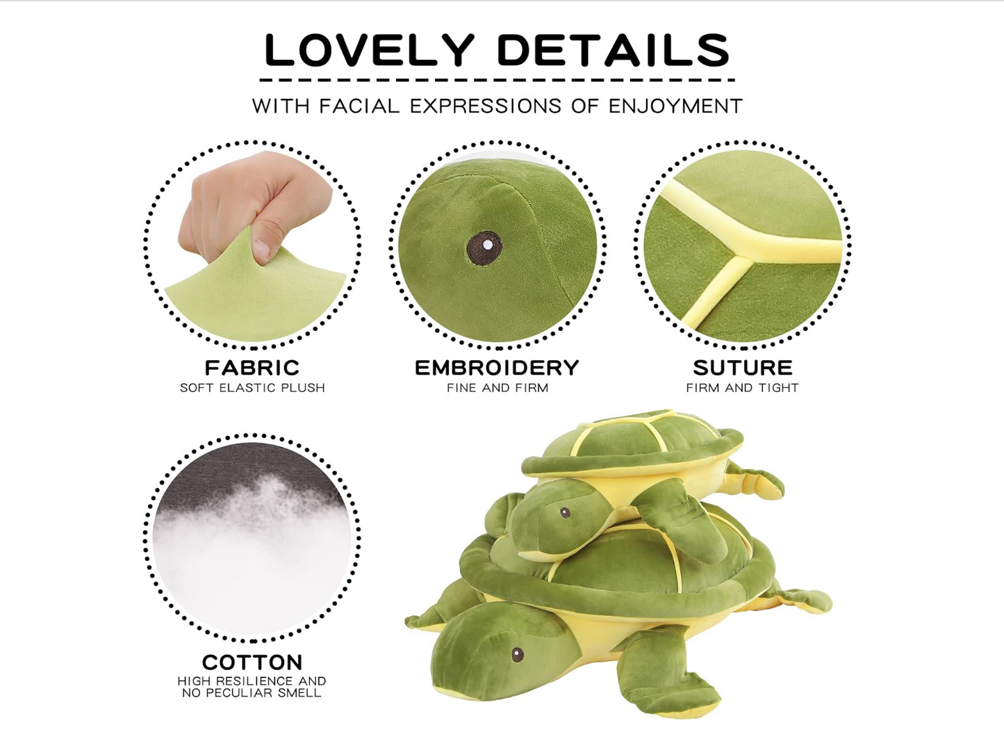 28 inch Big Green Sea Turtle Stuffed Animals Giant Soft Plush Toys, Large Ocean Turtle Plushies Body Pillow, Gifts for Kid Boys, Girls, Girlfriend, Birthday, Easter