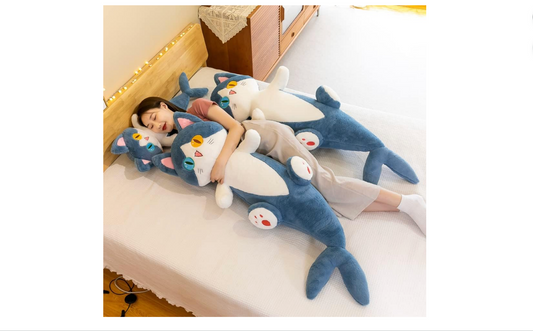 Cute Plush Shark cat Toy, Cartoon Soft Stuffed Pillow Long Throw Sleeping Pillow,Shark Gifts for Kids (50cm/19.6in)