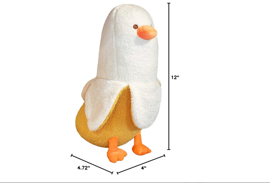 Banana Duck Plush Toy Cute Plushie Hugging Plush Pillow Duck Stuffed Animal for Girls and Boys White 12"